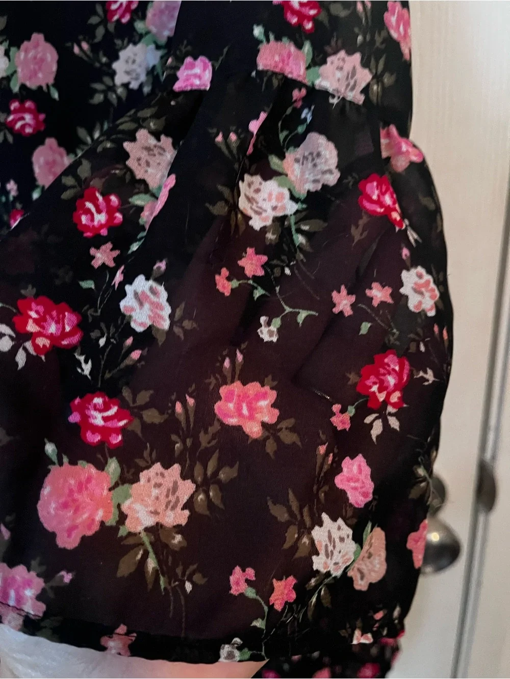 The Children’s Place Girls Black Floral Dress w Red Pink White Flowers Size 10